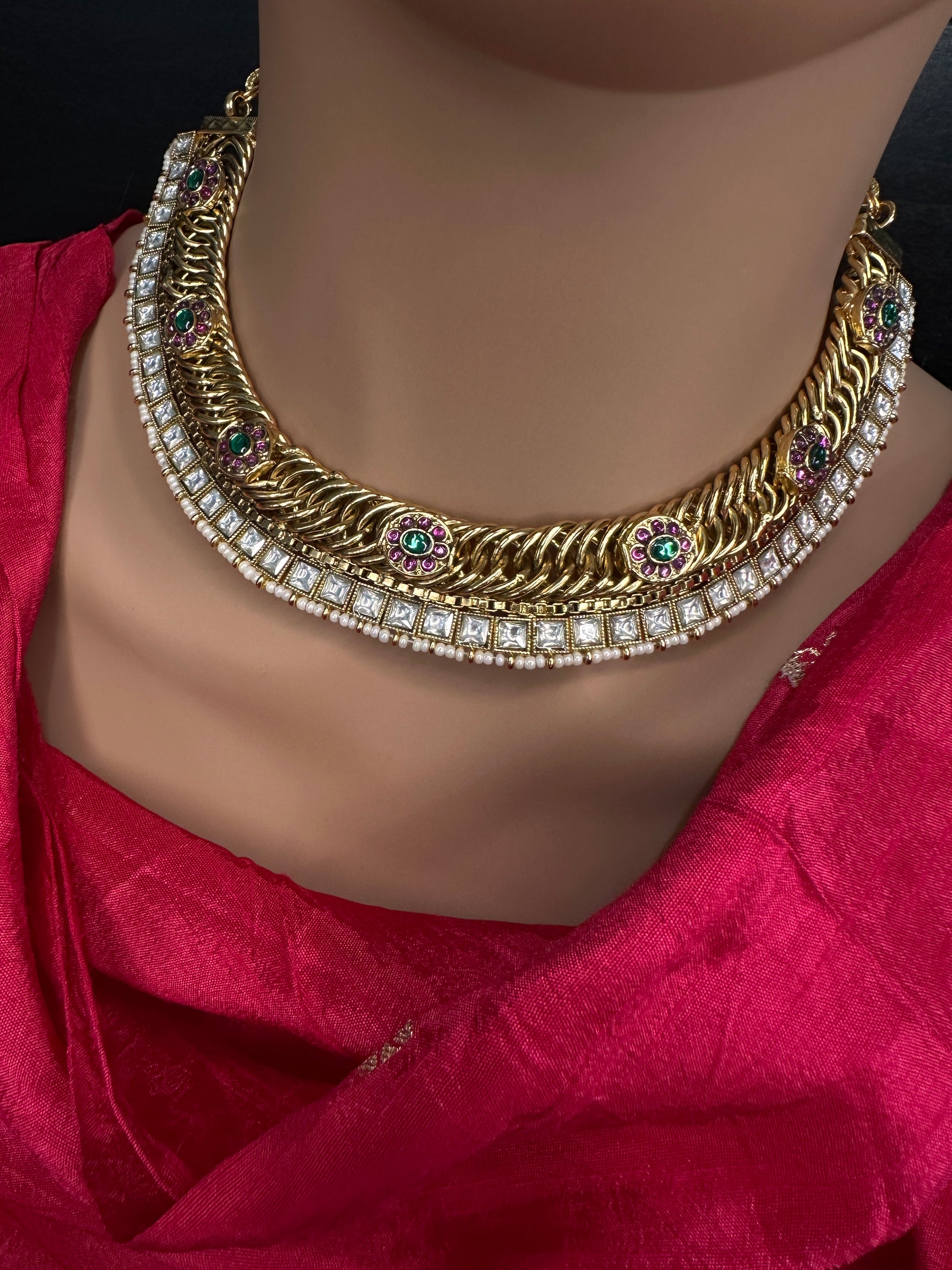 Jalebi Jadau Kundan Neckline Necklace - 
