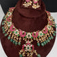 Jadau Kundan Neckline Necklace with Earrings - 