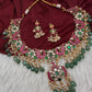 Jadau Kundan Neckline Necklace with Earrings - 