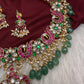 Jadau Kundan Neckline Necklace with Earrings - 