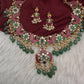 Jadau Kundan Neckline Necklace with Earrings - 