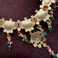 Jadau Kundan Neckline Necklace with Emerald Beads - 