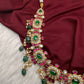 Jadau Kundan Neckline Necklace with Emerald Beads - 