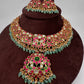 Jadau Kundan Neckline Necklace with Earrings - 
