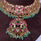 Jadau Kundan Neckline Necklace with Earrings - 
