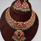 Jadau Kundan Neckline Necklace with Earrings - 