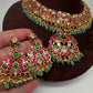 Jadau Kundan Neckline Necklace with Earrings - 