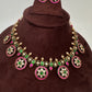 Jadau Kundan Neckline Bottu Necklace with Stud Earrings - 