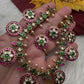 Jadau Kundan Neckline Bottu Necklace with Stud Earrings - 