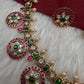 Jadau Kundan Neckline Bottu Necklace with Stud Earrings - 