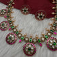 Jadau Kundan Neckline Bottu Necklace with Stud Earrings - 