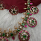 Jadau Kundan Neckline Bottu Necklace with Stud Earrings - 