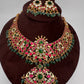 Jadau Kundan Neckline Necklace with Earrings - 