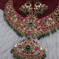 Jadau Kundan Neckline Necklace with Earrings - 