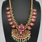 Jadau Kundan Mango Necklace with Green Emerald Beads - 