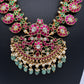 Jadau Kundan Mango Necklace with Green Emerald Beads - 