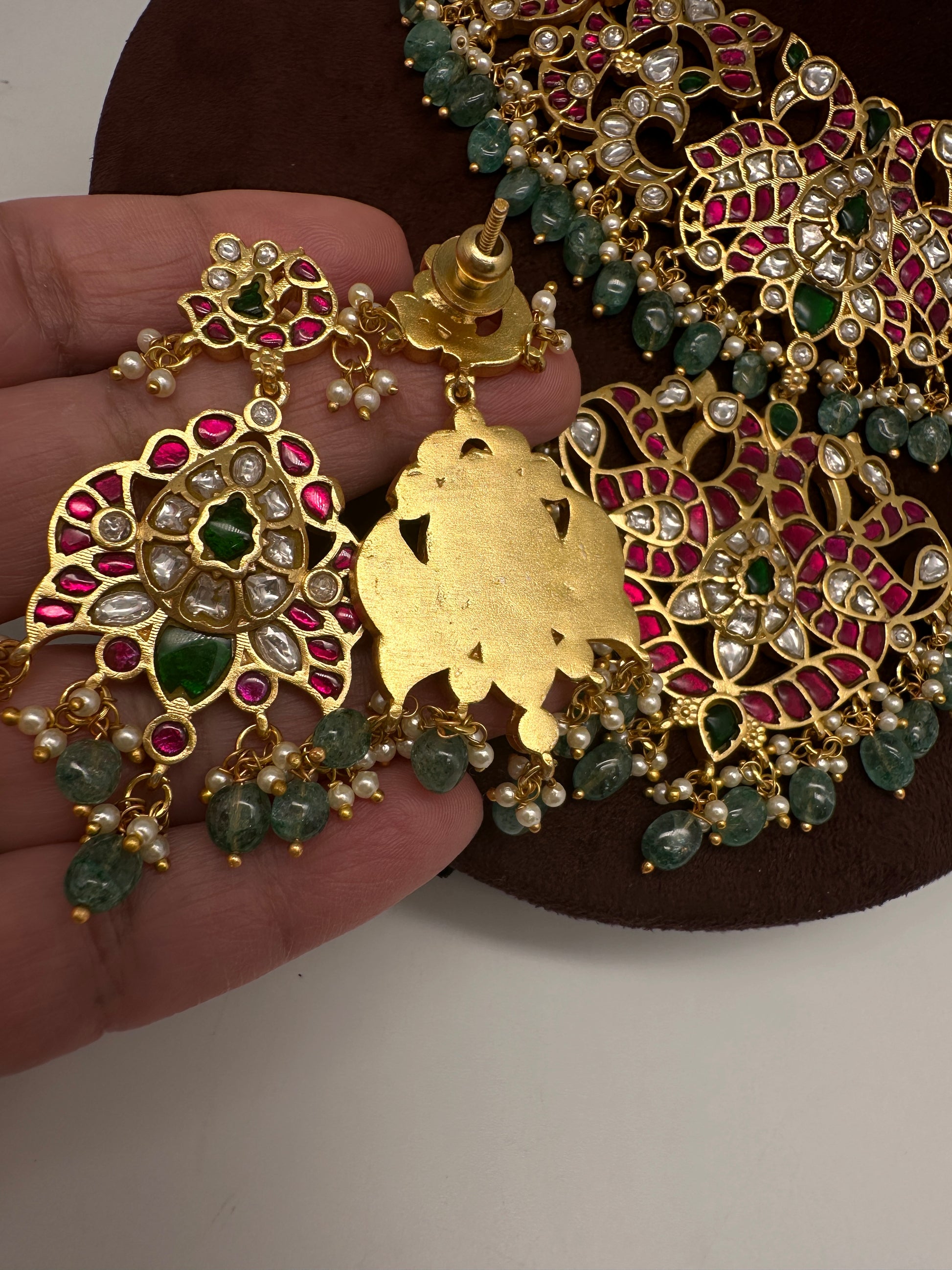 Jadau Kundan Necklace with Earrings - 