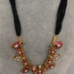 Jadau Kundan Necklace with Black Beads - 