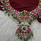 Jadau Kundan Goddess Lakshmi Necklace with Emerald Beads - 