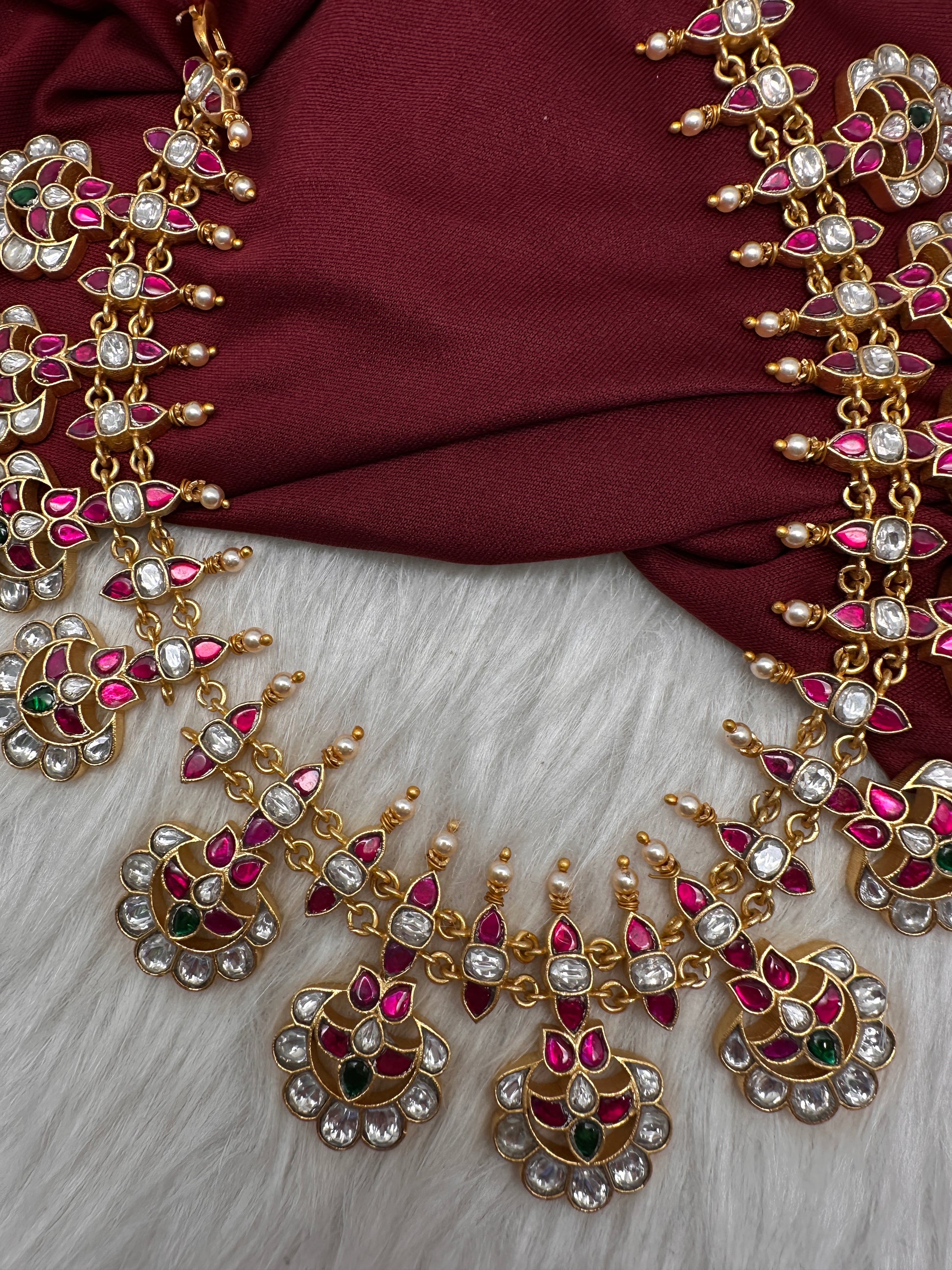 Jadau Kundan Floral Necklace - 