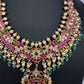 Jadau Kundan Necklace with Emerald Beads - 