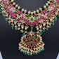 Jadau Kundan Necklace with Emerald Beads - 