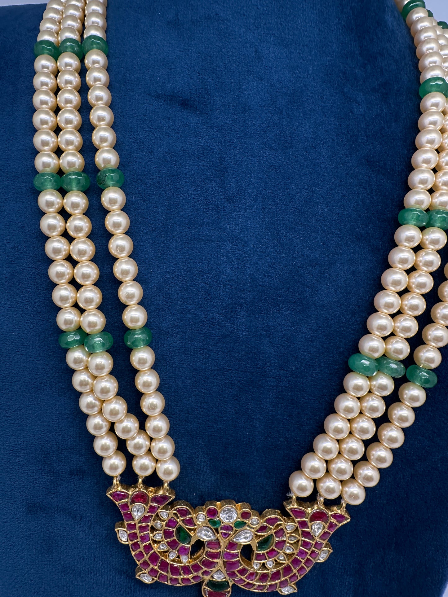 Jadau Kundan Long Rani Haar Necklace with Swarovski Pearls - 
