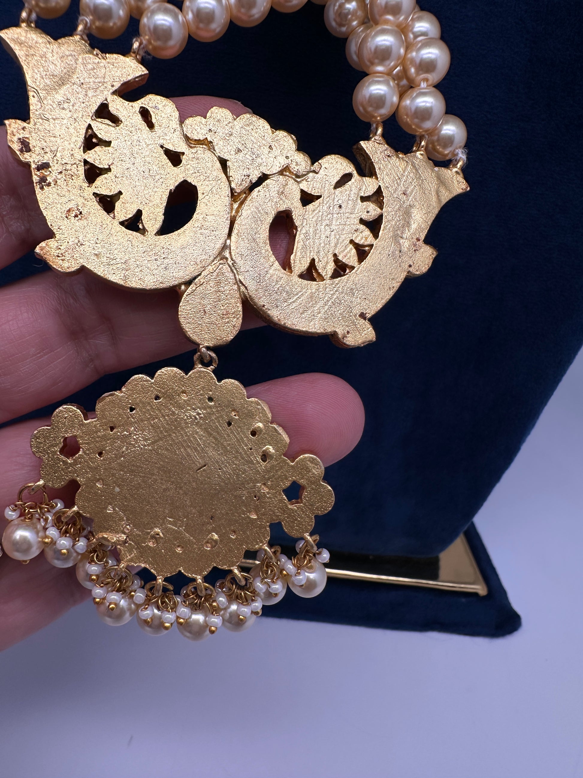 Jadau Kundan Long Rani Haar Necklace with Swarovski Pearls - 