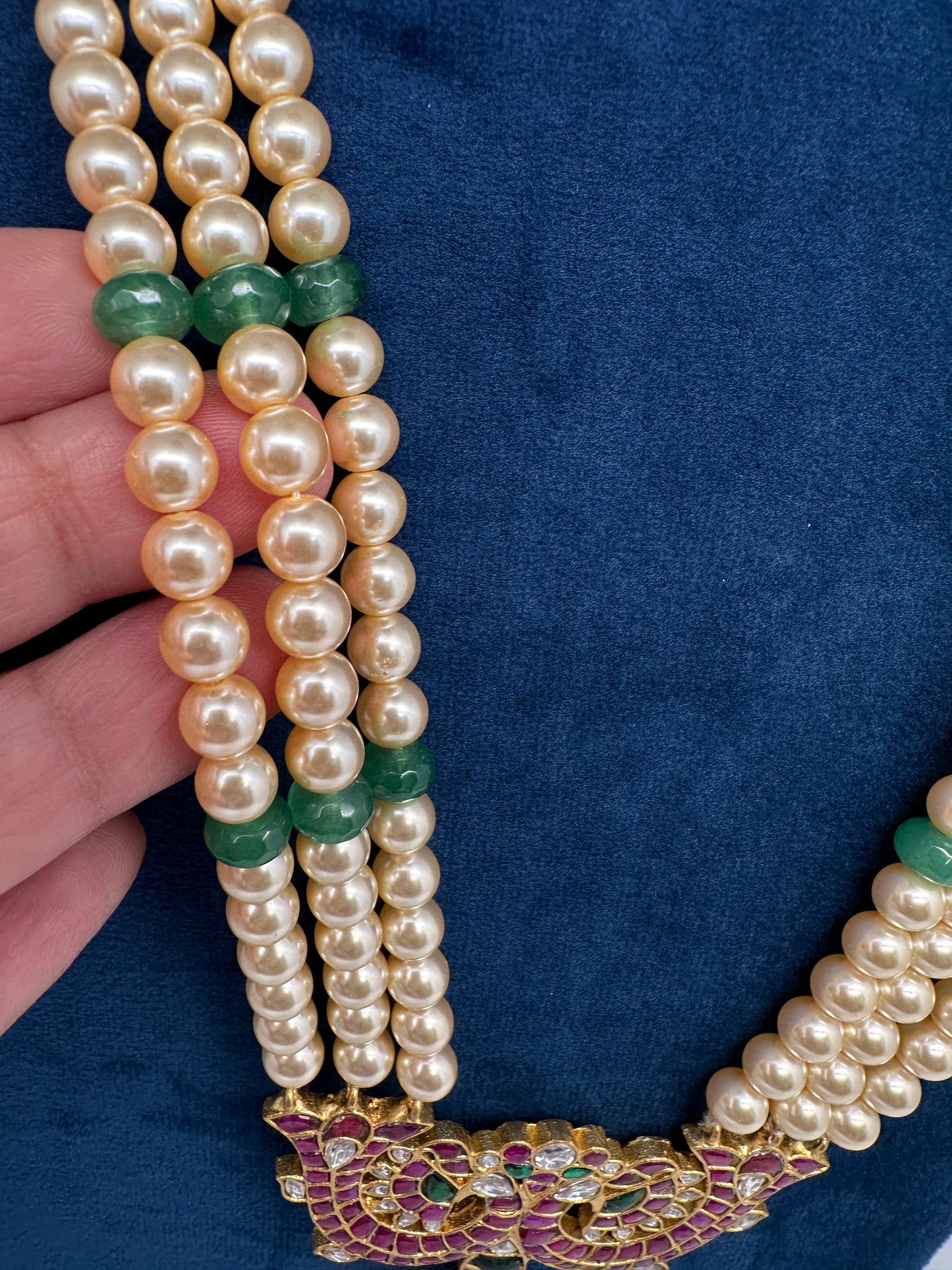 Jadau Kundan Long Rani Haar Necklace with Swarovski Pearls - 