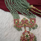 Jadau Kundan Long Rani Haar Necklace with Emerald Beads - 