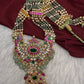 Jadau Kundan Long Rani Haar Necklace with Emerald Beads and Pearls - 