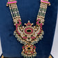 Jadau Kundan Long Rani Haar Necklace with Emerald Beads and Pearls - 