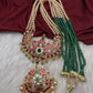 Jadau Kundan Long Rani Haar Necklace with Emerald Beads and Pearls - 