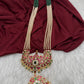 Jadau Kundan Long Rani Haar Necklace with Emerald Beads and Pearls - 