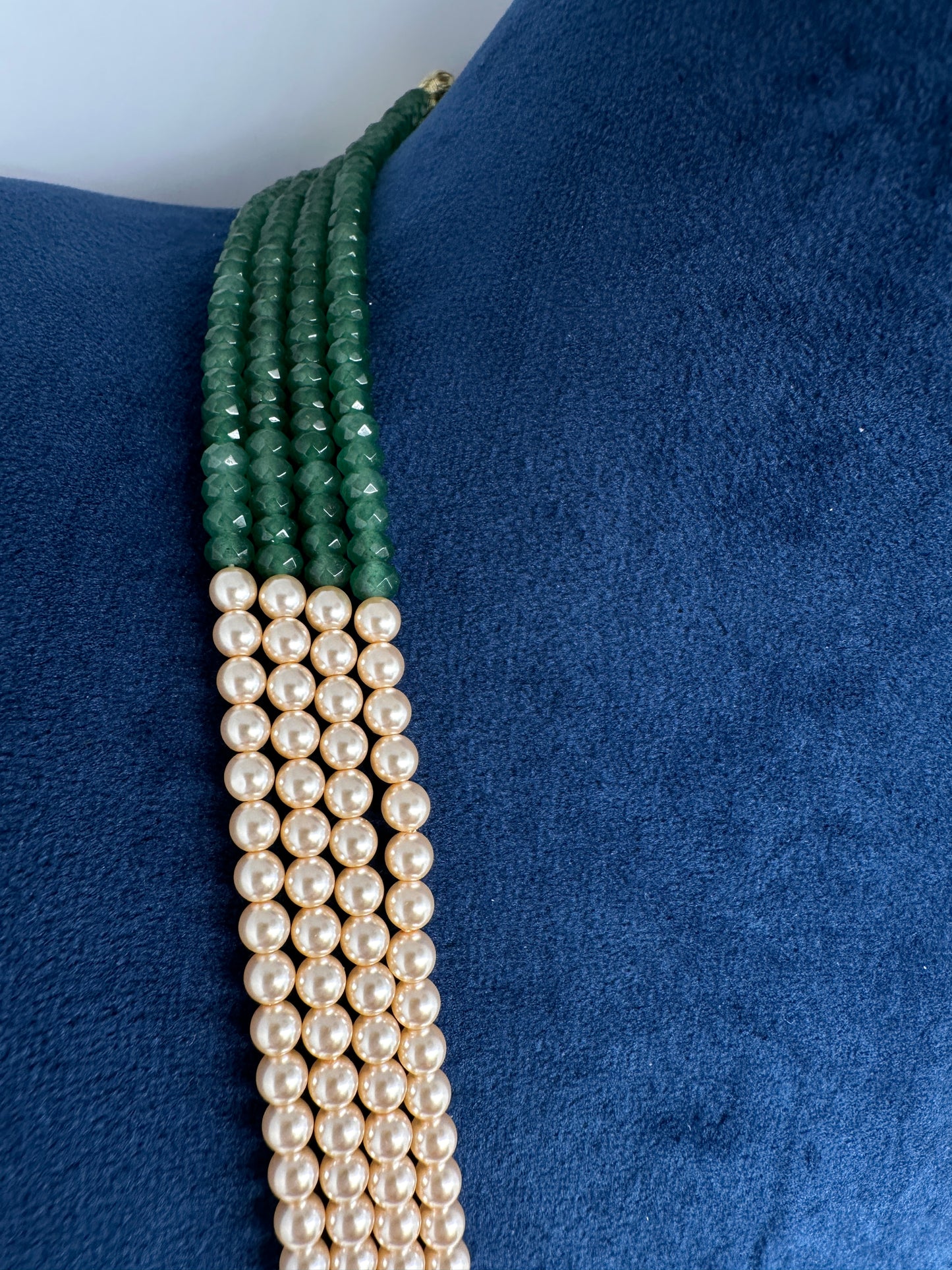 Jadau Kundan Long Rani Haar Necklace with Emerald Beads and Pearls - 