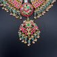 Jadau Kundan Short Necklace with Emerald Beads and Pearls - 