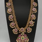 Jadau Kundan Potta Stones Long Necklace with Jhumkas - 