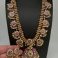 Jadau Kundan Potta Stones Long Necklace with Jhumkas - 