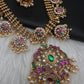 Jadau Kundan Potta Stones Long Necklace with Jhumkas - 