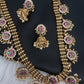 Jadau Kundan Potta Stones Long Necklace with Jhumkas - 