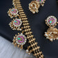 Jadau Kundan Potta Stones Long Necklace with Jhumkas - 