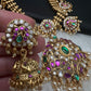 Jadau Kundan Potta Stones Long Necklace with Jhumkas - 