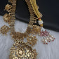 Jadau Kundan Potta Stones Long Necklace with Jhumkas - 