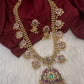 Jadau Kundan Potta Stones Long Necklace with Jhumkas - 