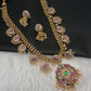 Jadau Kundan Potta Stones Long Necklace with Jhumkas - 