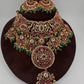 Jadau Kundan Potta Stones Statement Short Necklace with Earrings - 