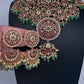 Jadau Kundan Potta Stones Statement Short Necklace with Earrings - 