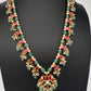 Jadau Kundan Lotus Emerald Beads and Pearls Short Necklace - 