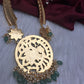 Jadau Kundan Red Short Necklace with Emerald Beads and Pearls - 