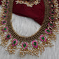 Jadau Kundan Potta Stones Long  Guttapusalu Rice Pearls Matte Antique Necklace - 